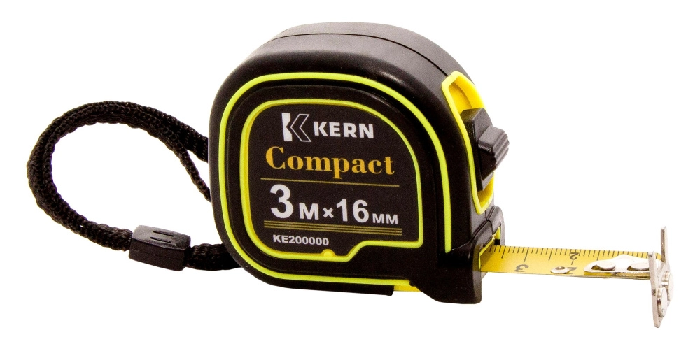 Рулетка измер. COMPACT, 3м/16мм, 2-стор. желт. лента, 1 фикс., корпус 2К, магнит KERN (шт)