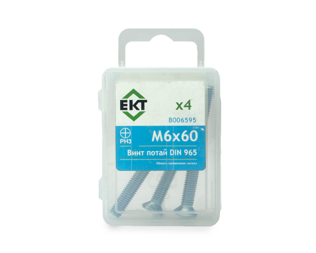 Винт 6х 60 пот. гол. POZI, цинк, DIN 965 (упак/4шт)