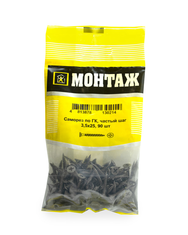Саморез по ГК, частый шаг 3,5x25 (пакет/90шт)