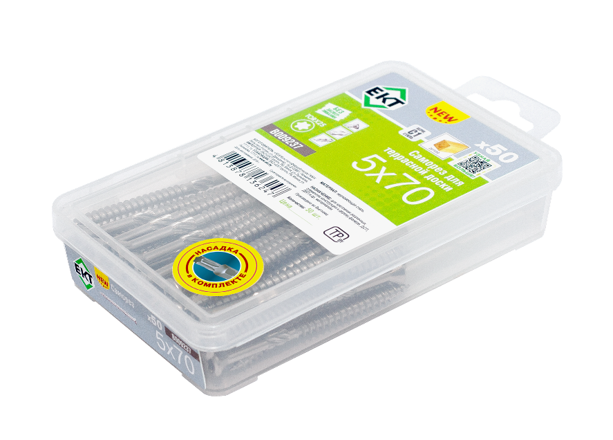 Саморез для террасной доски TORX25 5.0x70, НЕРЖ.СТАЛЬ (упак/50шт)