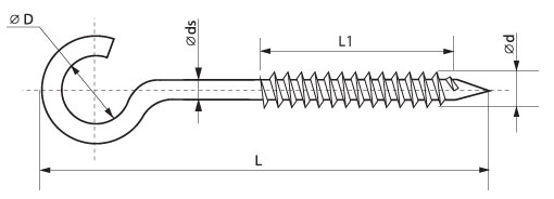 Шуруп-полукольцо SSH, 6/5х65, цинк (упак/50шт)