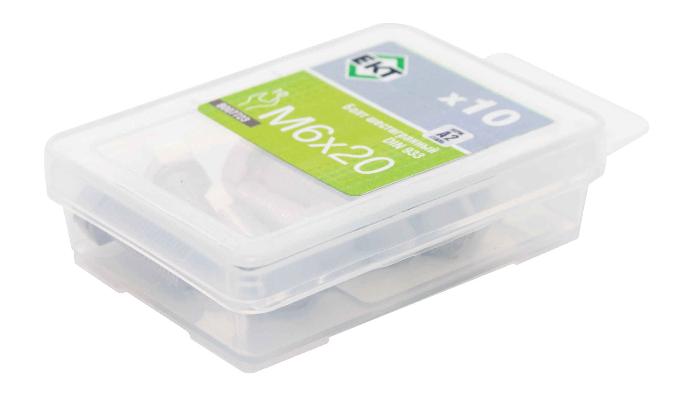 Болт с шестигранной головкой M6х20, DIN933, НЕРЖ. СТАЛЬ, ЕКТ (упак/10шт)