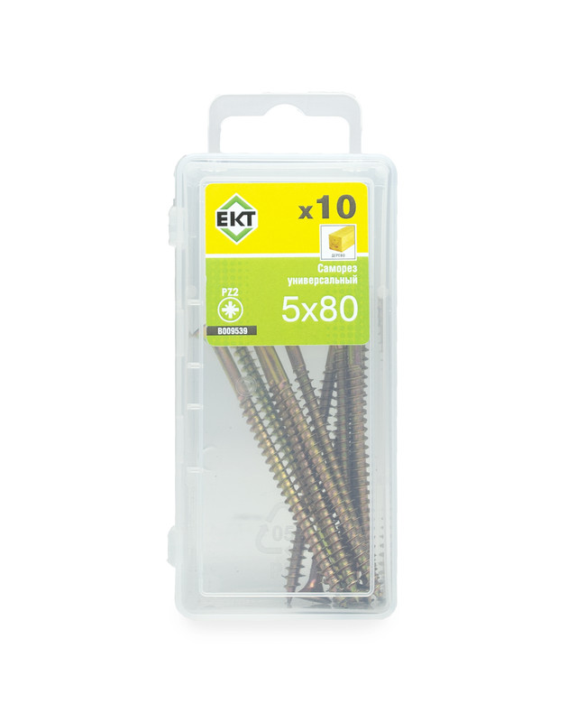 Саморез универсальный 5.0x80, желтый цинк, ЕКТ (упак/10шт)