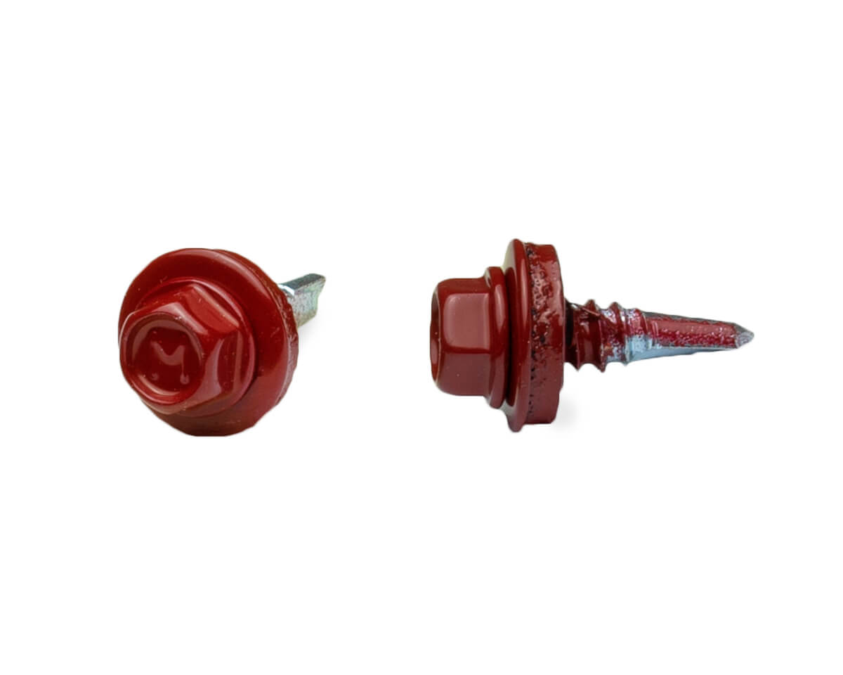 Саморез кровельный 5,5х19 RAL 3011 (красно-коричневый), в пласт. контейнере (упак/50шт)