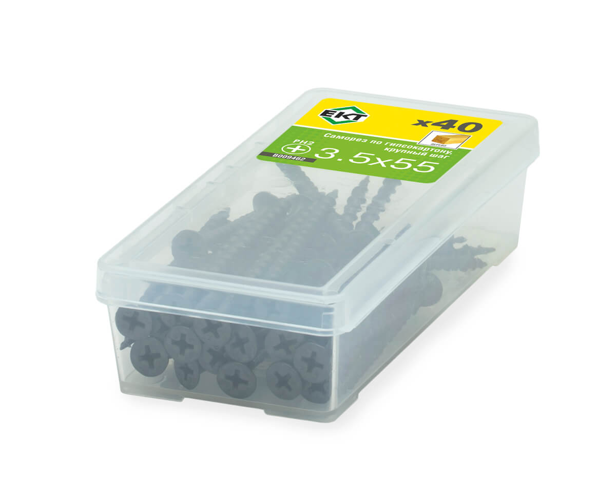 Саморез по ГК 3.5х55 крупный шаг (к дереву), фосфат., ЕКТ (упак/40шт)