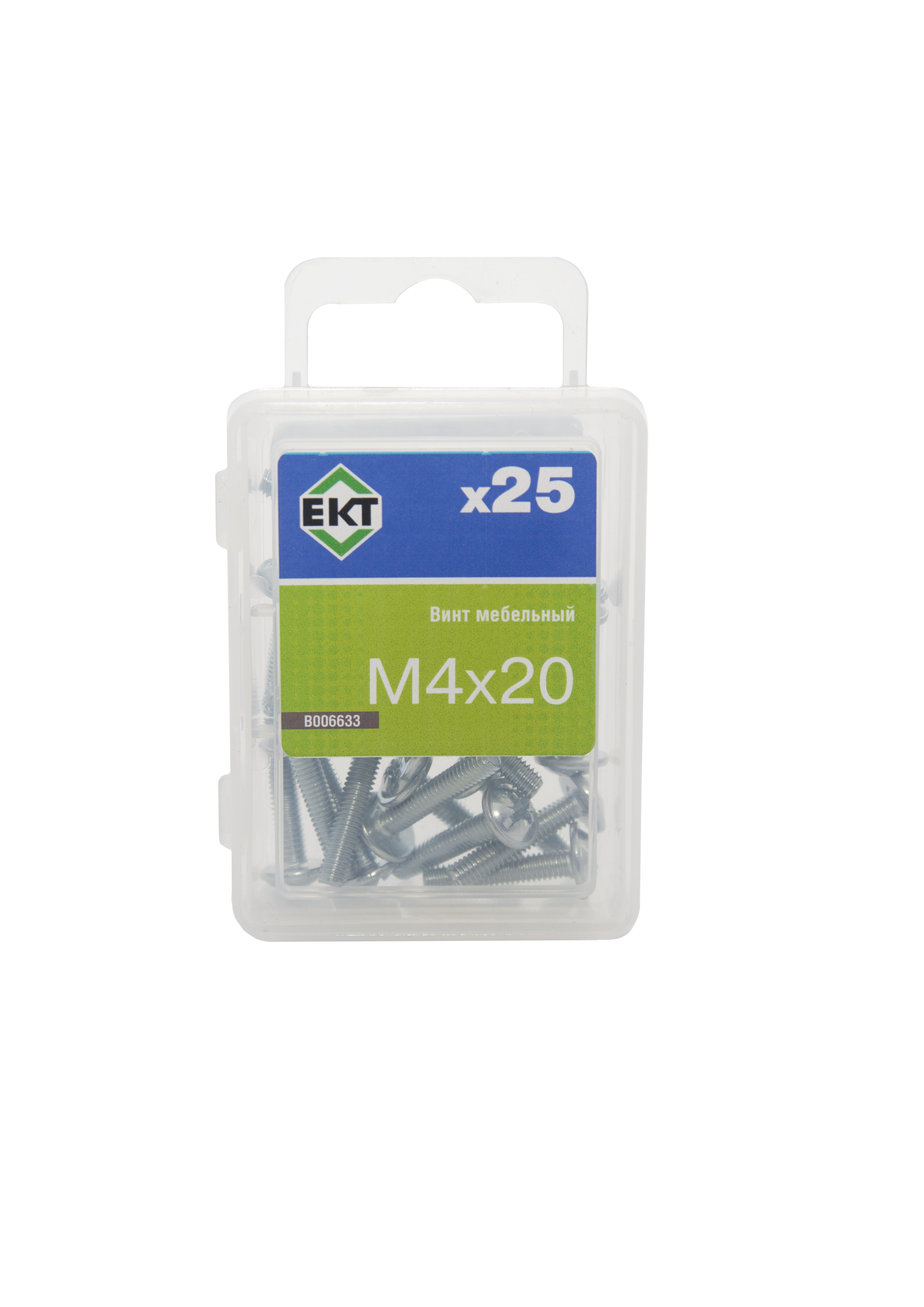 Винт мебельный 4х20, полусфер. головка, шлиц KOMBI, цинк (упак/25шт)