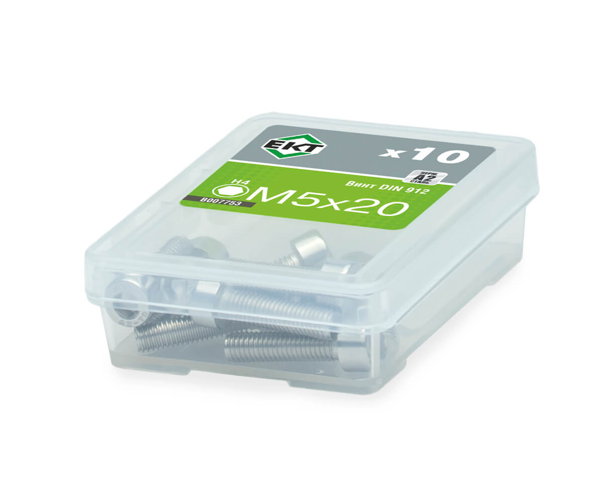 Винт с цилиндр. гол. и внутр. шестигр. M5х20, DIN912, НЕРЖ. СТАЛЬ, ЕКТ (упак/10шт)