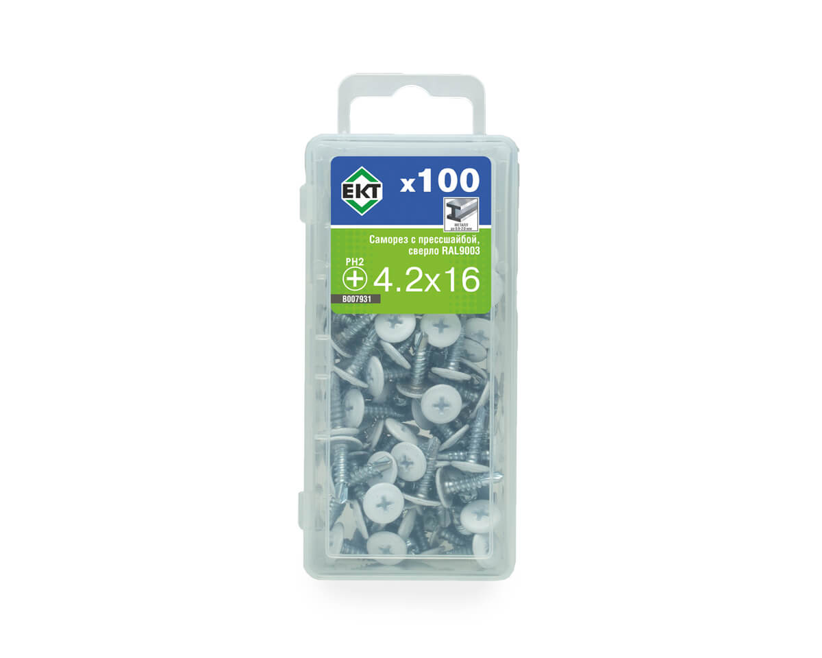 Саморез с п/ш, сверло 4.2х16 RAL9003 (упак/100шт)