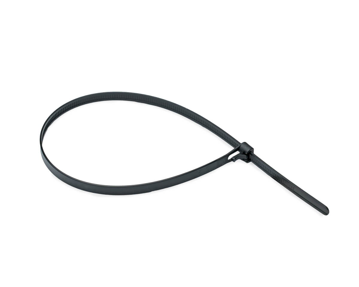 Кабельная стяжка многоразовая 7.5х400, черная (упак/10шт)
