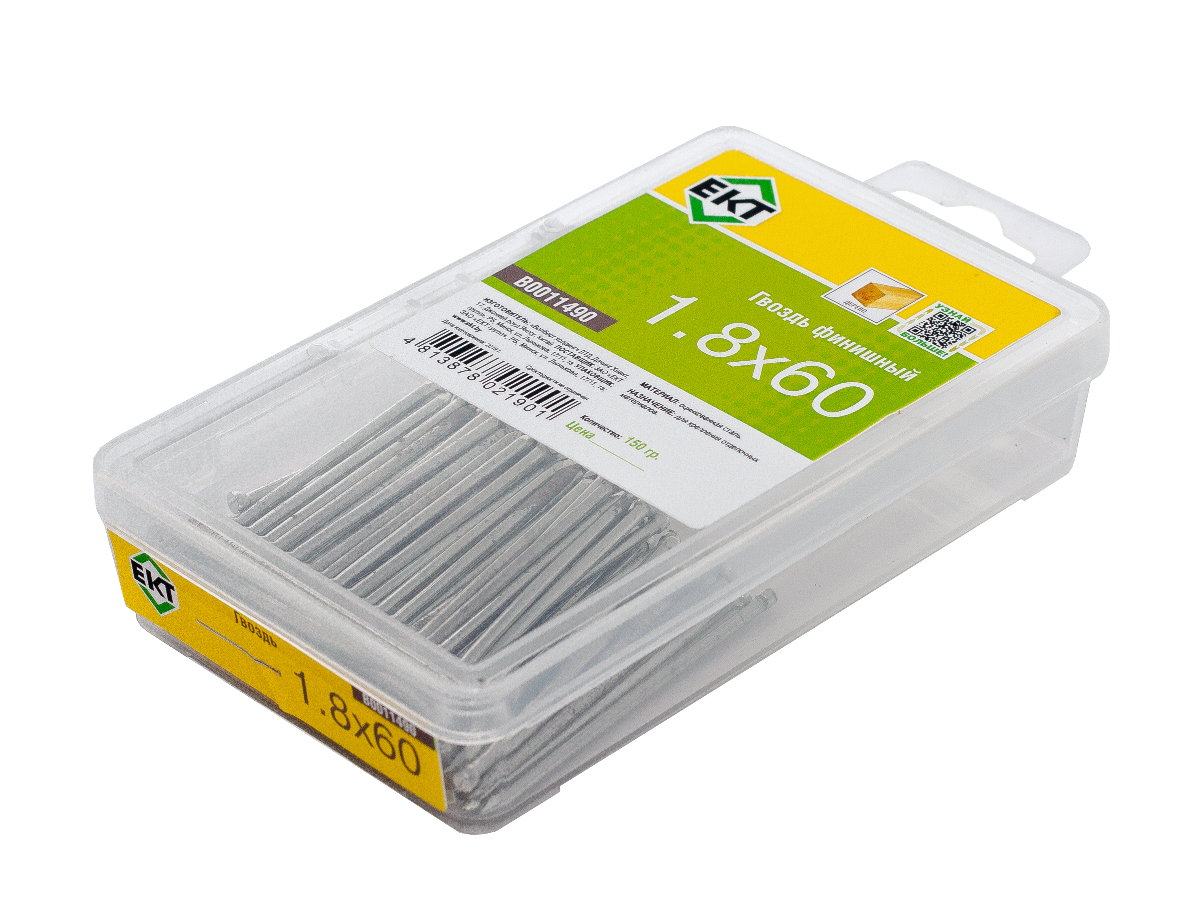 Гвоздь финишный 1,8х60, оцинкованный, в пласт. контейнере (упак/0,15кг)