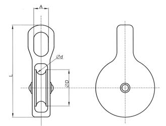 Блок одинарный PULLEY ZP 25 мм, с нейлоновым колесом (с этик./1шт)