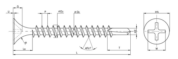 Саморез для гипсокартона со сверлом SGS, 3,5х32, частый шаг (к металлу), цинк, ЕКТ (упак/8.000шт)
