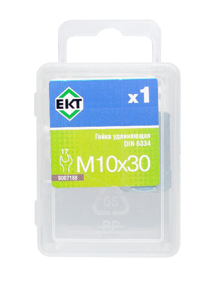 Удлиняющая гайка М10х30 DIN 6334, класс прочности 6, (упак/1шт)