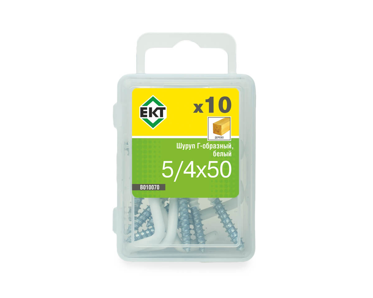 Шуруп Г-образный 5/4х50, белый, ЕКТ (упак/10шт)