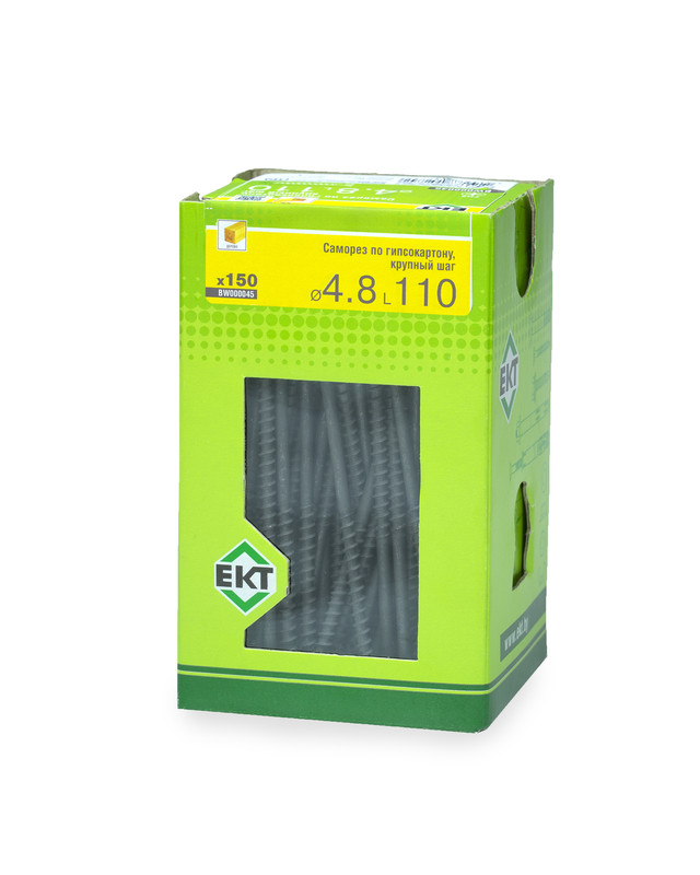 Саморез по ГК 4.8х110 крупный шаг (к дереву), фосфат., в коробке с окном, ЕКТ (упак/150шт)