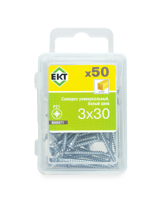 Саморез универсальный 3.0х30, белый цинк (упак/50шт) ЕКТ