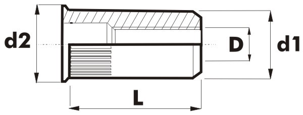 Заклепка резьб. М5х12.0/0525, ст.,оцинк,уменьш.борт,насечка на теле (упак/1.000шт)