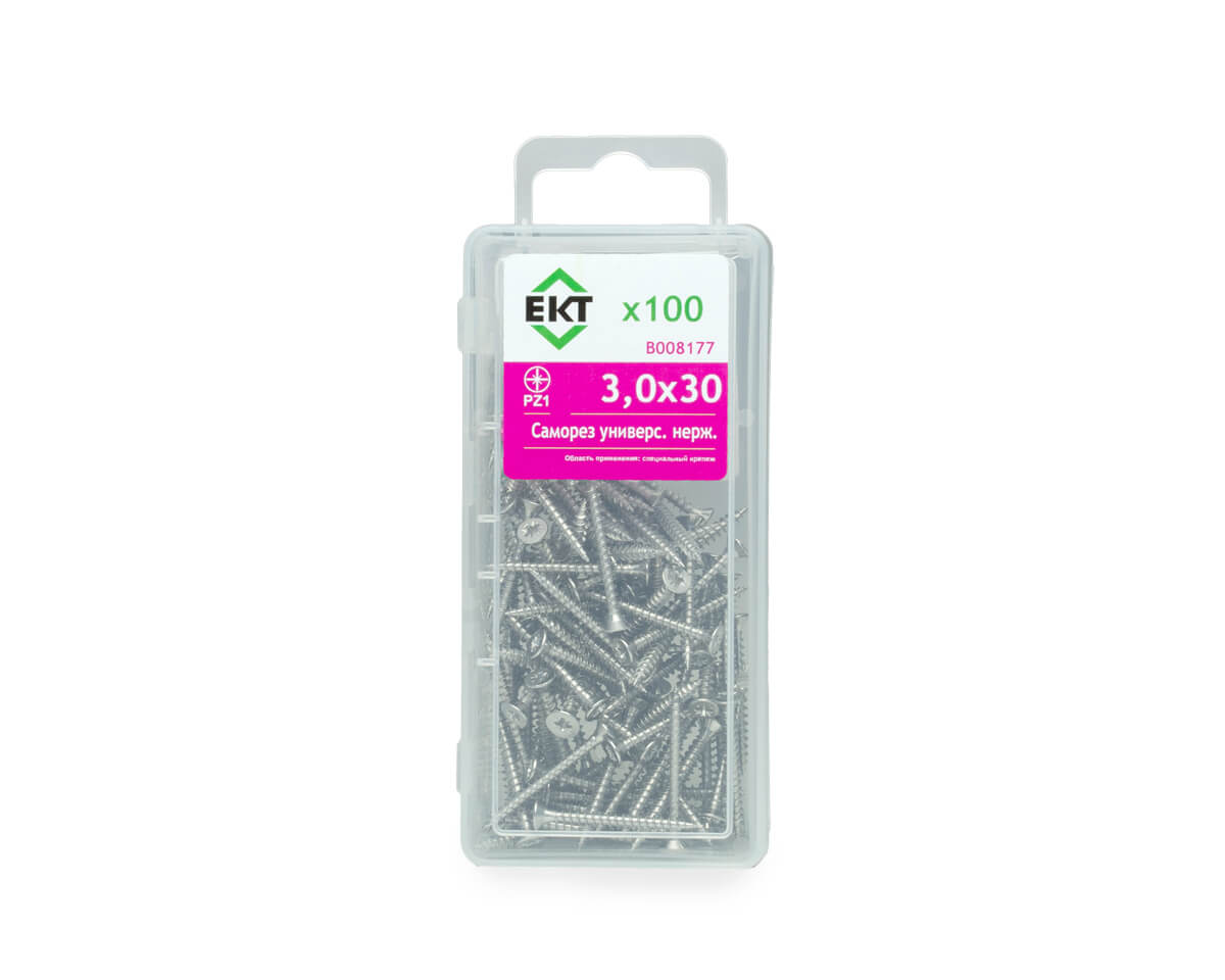 Саморез универсальный SU-S, 3.0x30 , нерж. сталь (упак/100шт)