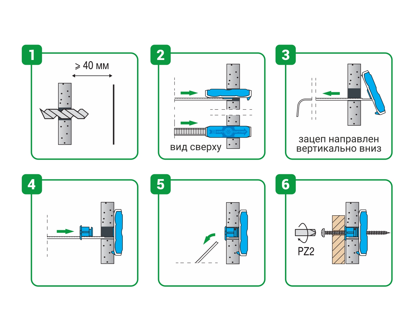 Дюбель для гипсокартона TWIN PAK 10x40, 2-х комп., нейлон, с шурупом, ЕКТ (пакет/2шт)