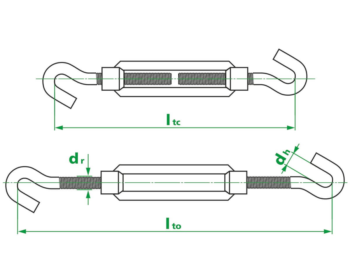 Талреп (крюк-крюк) М10, DIN1480 (с этик./1шт)