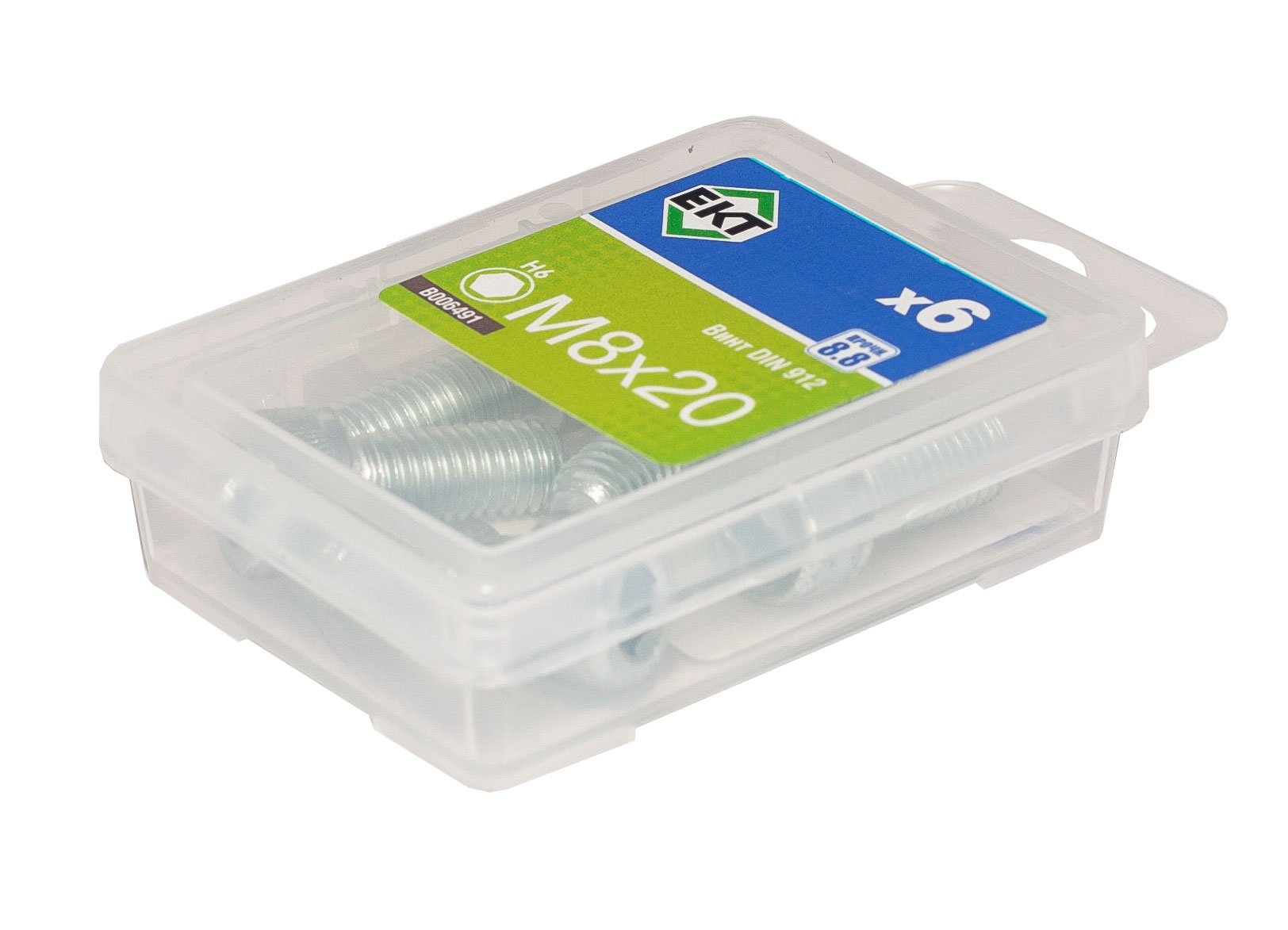 Винт 8х 20 с цилиндр.гол.и внутр.шестигр., цинк,прочн.8.8 DIN 912 (упак/6шт)