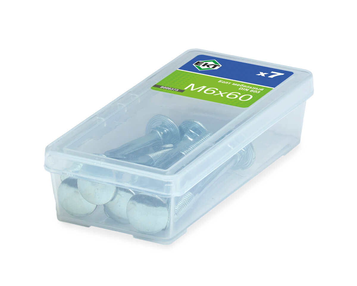 Болт мебельный 6х 60, цинк, прочн. 4.8 DIN 603, (упак/7шт)