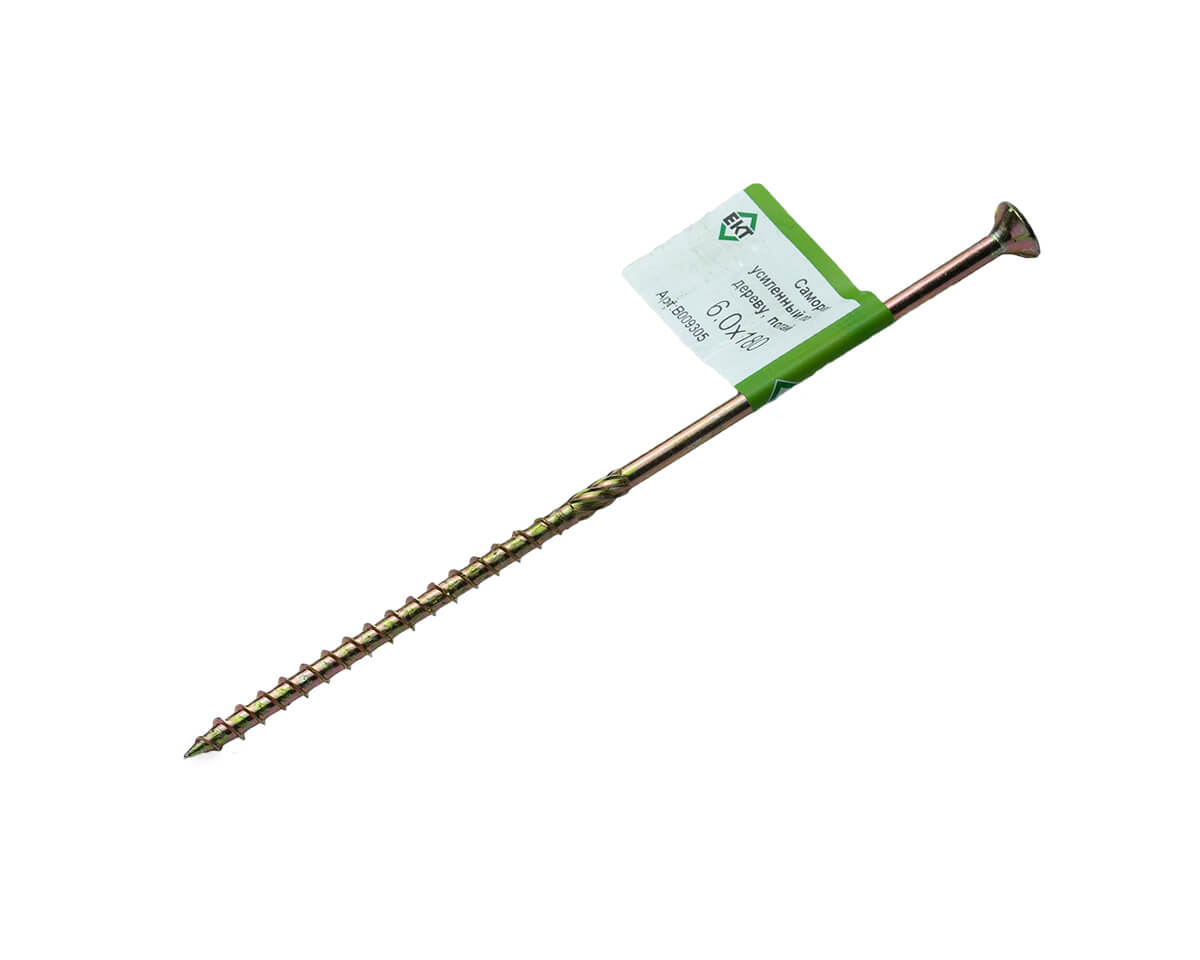 Саморез конструкционный 6.0x180, потай, желтый цинк, ЕКТ (с этик./1шт)