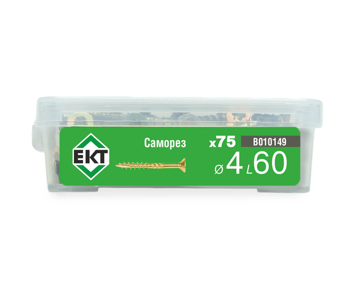 Саморез конструкционный 4.0х60, потай, желтый цинк, ЕКТ (пласт.конт./75шт)
