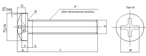 Винт с полуцилиндр. головкой PH 4х16, DIN7985, нерж. сталь (упак/1.000шт)
