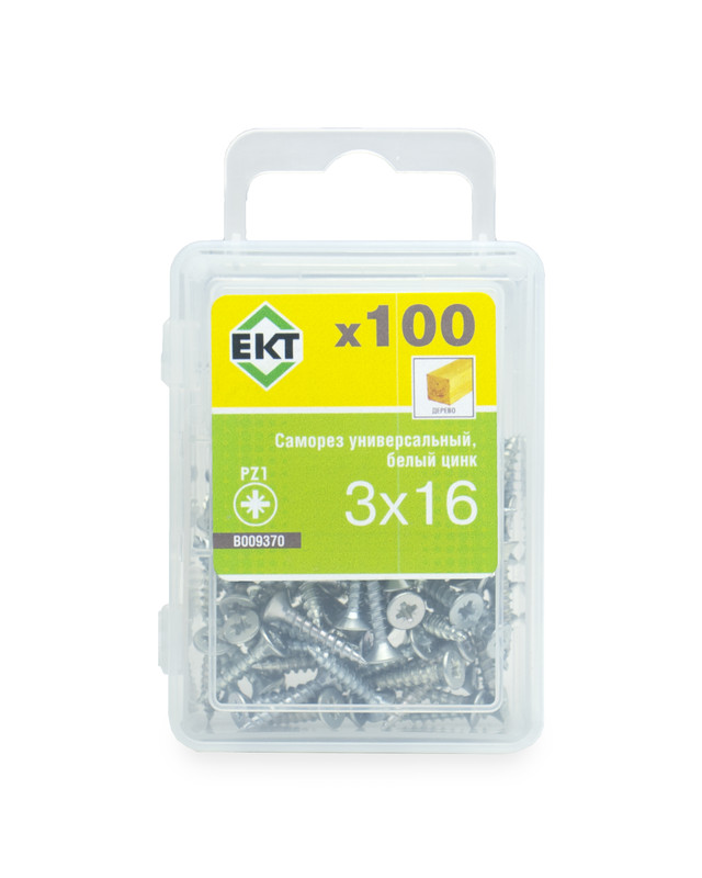 Саморез универсальный 3.0х16, белый цинк (упак/100шт) ЕКТ