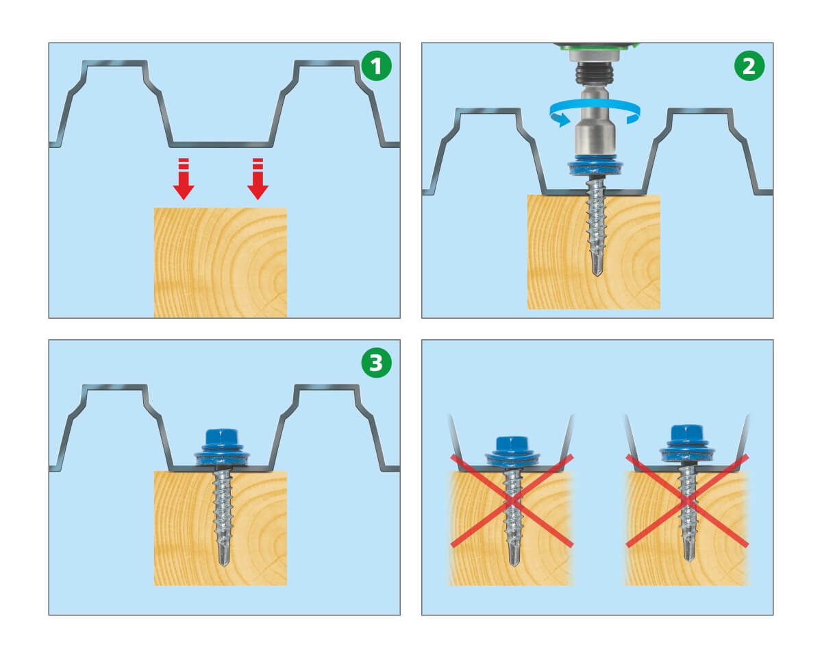 Саморез кровельный с резиновой прокладкой SRW1, 4,8х70, сверло PT1, цинк, ЕКТ (упак/1.500шт)