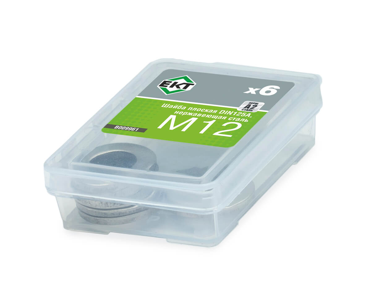 Шайба плоская М12, DIN125A, НЕРЖ. СТАЛЬ, ЕКТ (упак/6шт)