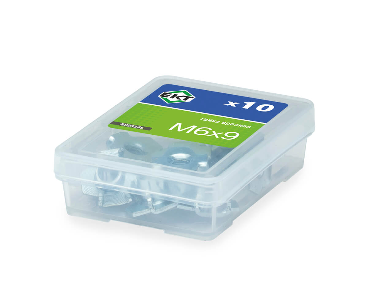 Гайка врезная М6х9, оцинк. (упак/10шт) ЕКТ