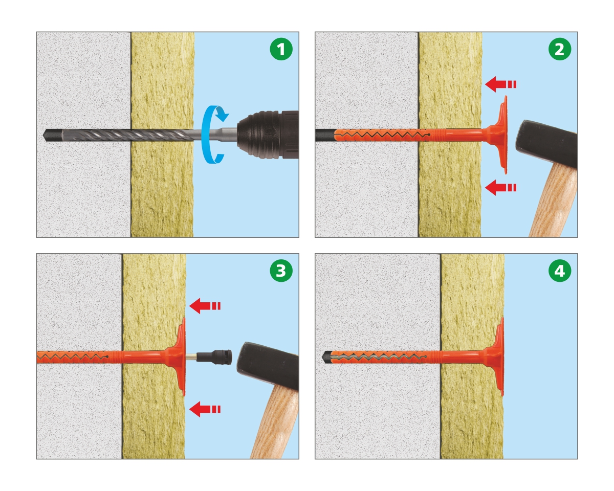 Держатель теплоизоляции с удл.зоной 10х400 со стальным гвоздем с термо-загл.DTM-UZ+GT-MT(упак/100шт)
