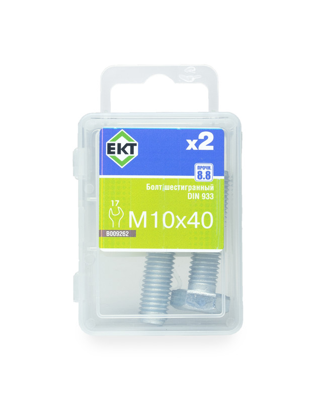 Болт шестигранный 10х 40, цинк, прочн. 8.8 DIN 933 (упак/2шт)