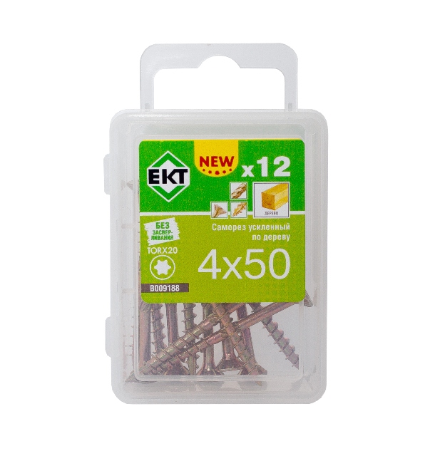 Саморез усиленный по дереву TORX20 4.0x50, потай, желт. цинк (упак/12шт)