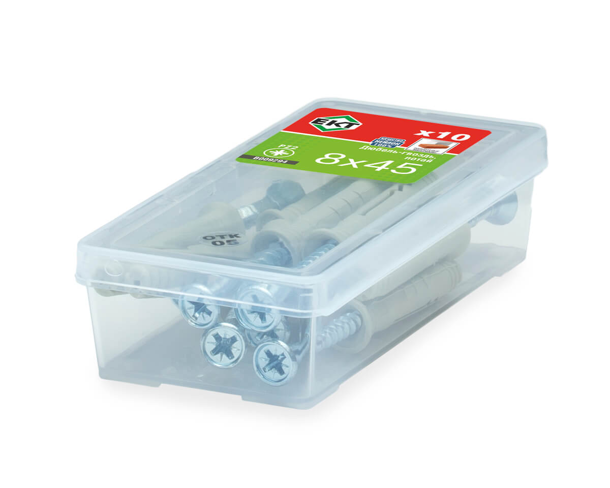 Дюбель-гвоздь GL, 8x45 потай, нейлон, ЕКТ (мини-конт./10шт)