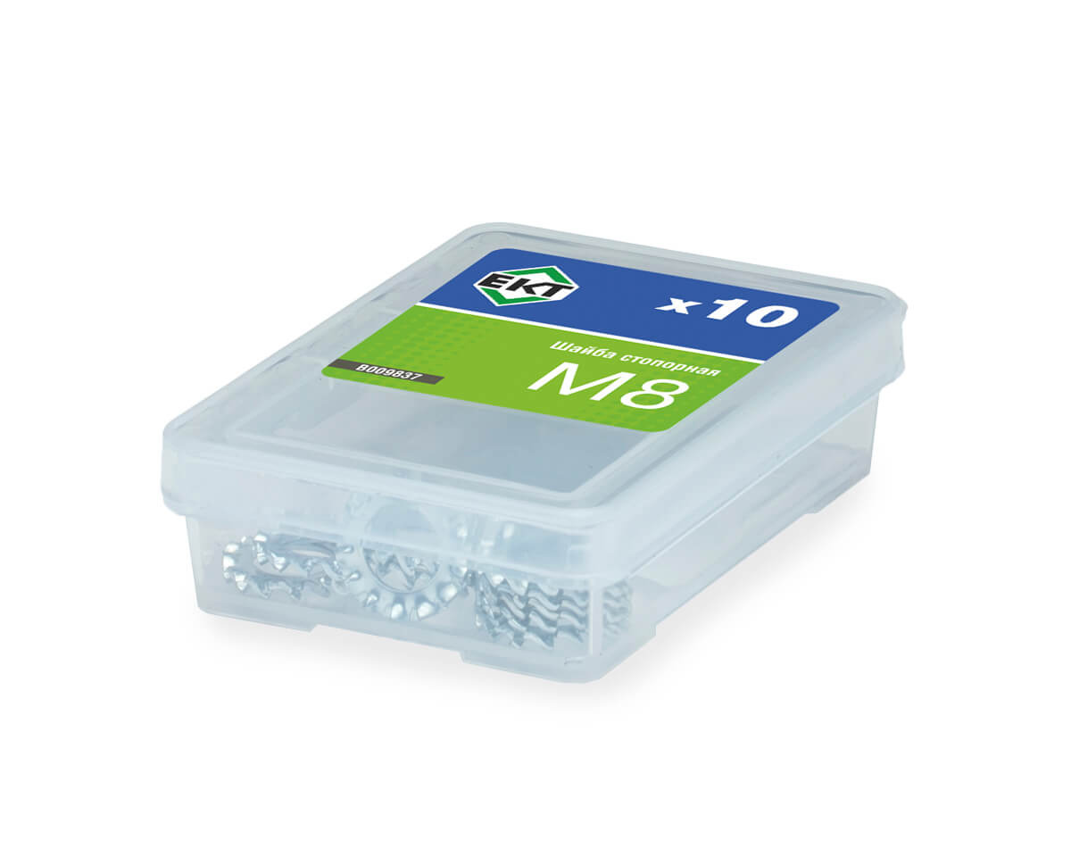 Шайба стопорная M8, с наружными зубьями, DIN6798A, цинк (упак/10шт)