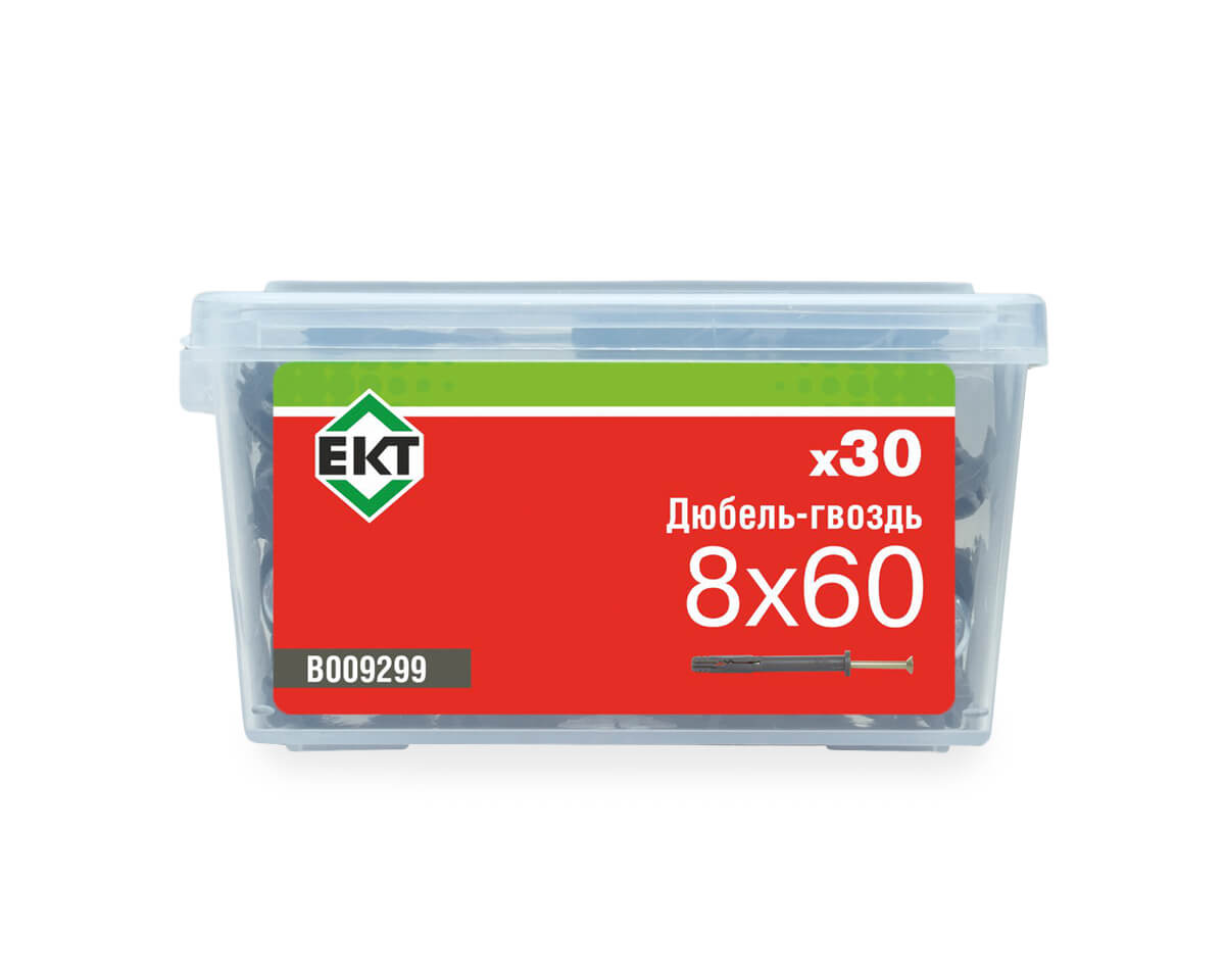 Дюбель-гвоздь GL, 8x60 цилиндр, п/п, ЕКТ (пласт.конт./30шт)