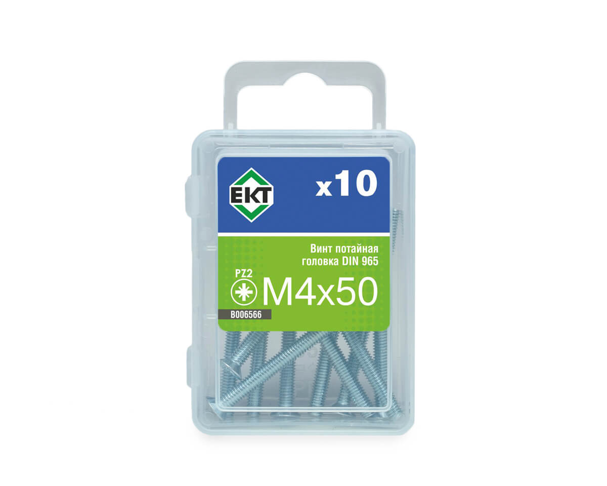 Винт 4х50 пот. гол. POZI, цинк, DIN 965 (упак/10шт)