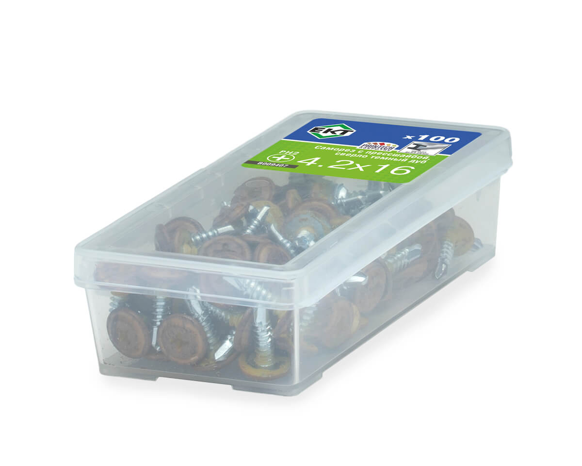 Саморез с п/ш 4.2х16 сверло, PRINTECH (Темный дуб), ЕКТ (упак/100шт)