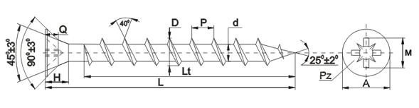 Саморез универсальный 3.5х25, НЕРЖ. СТАЛЬ, ЕКТ (упак/30шт)