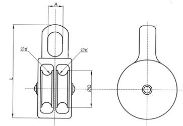 Блок двойной PULLEY ZP 50 мм, с нейлоновым колесом (шт)