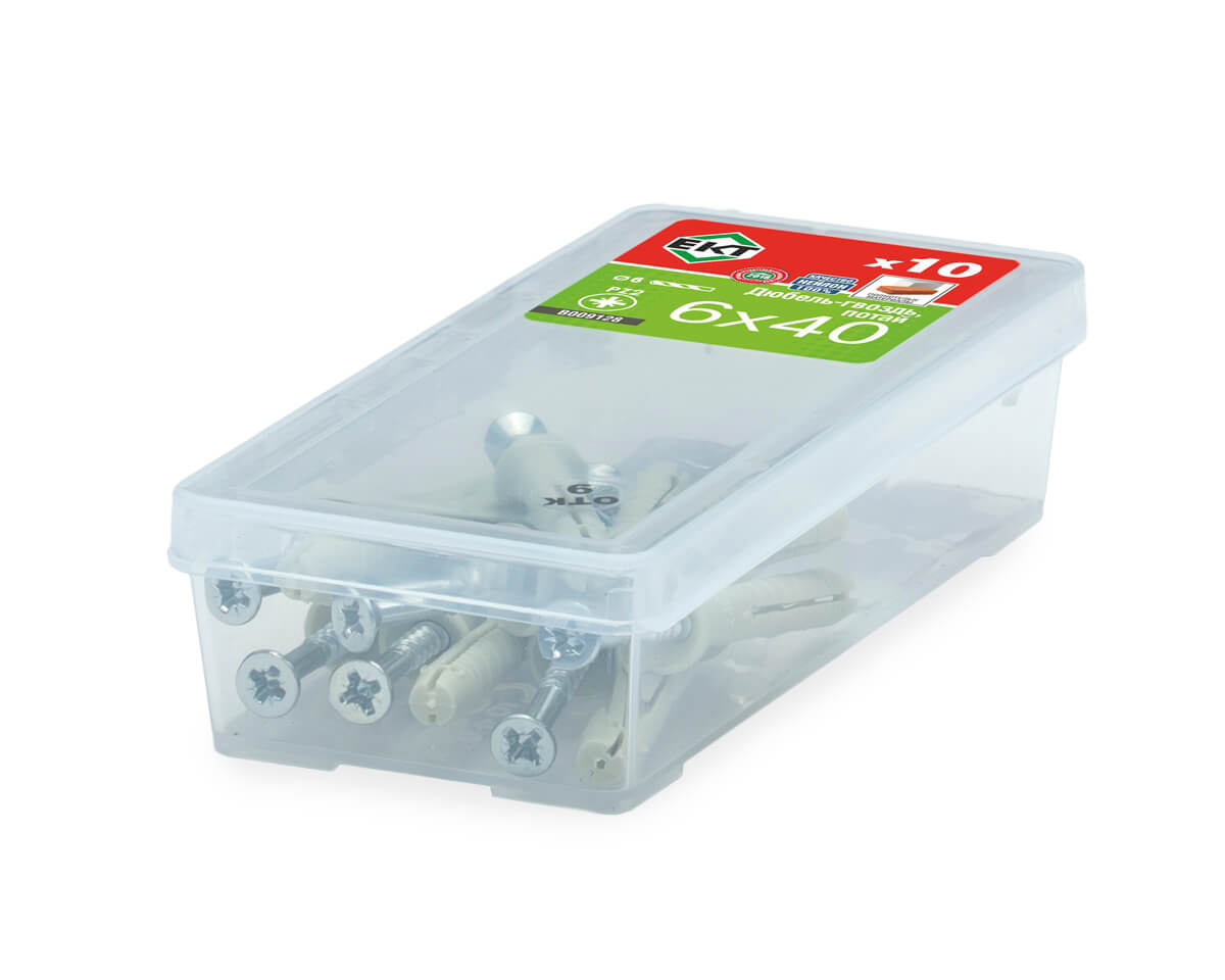 Дюбель-гвоздь GL, 6x40 потай, нейлон, ЕКТ (мини-конт./10шт)