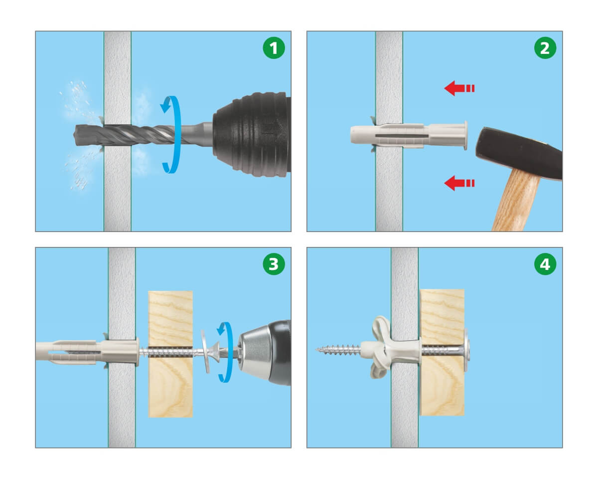 Универсальный дюбель с бортом KEW UKD 8x52, НЕЙЛОН (упак/16шт)