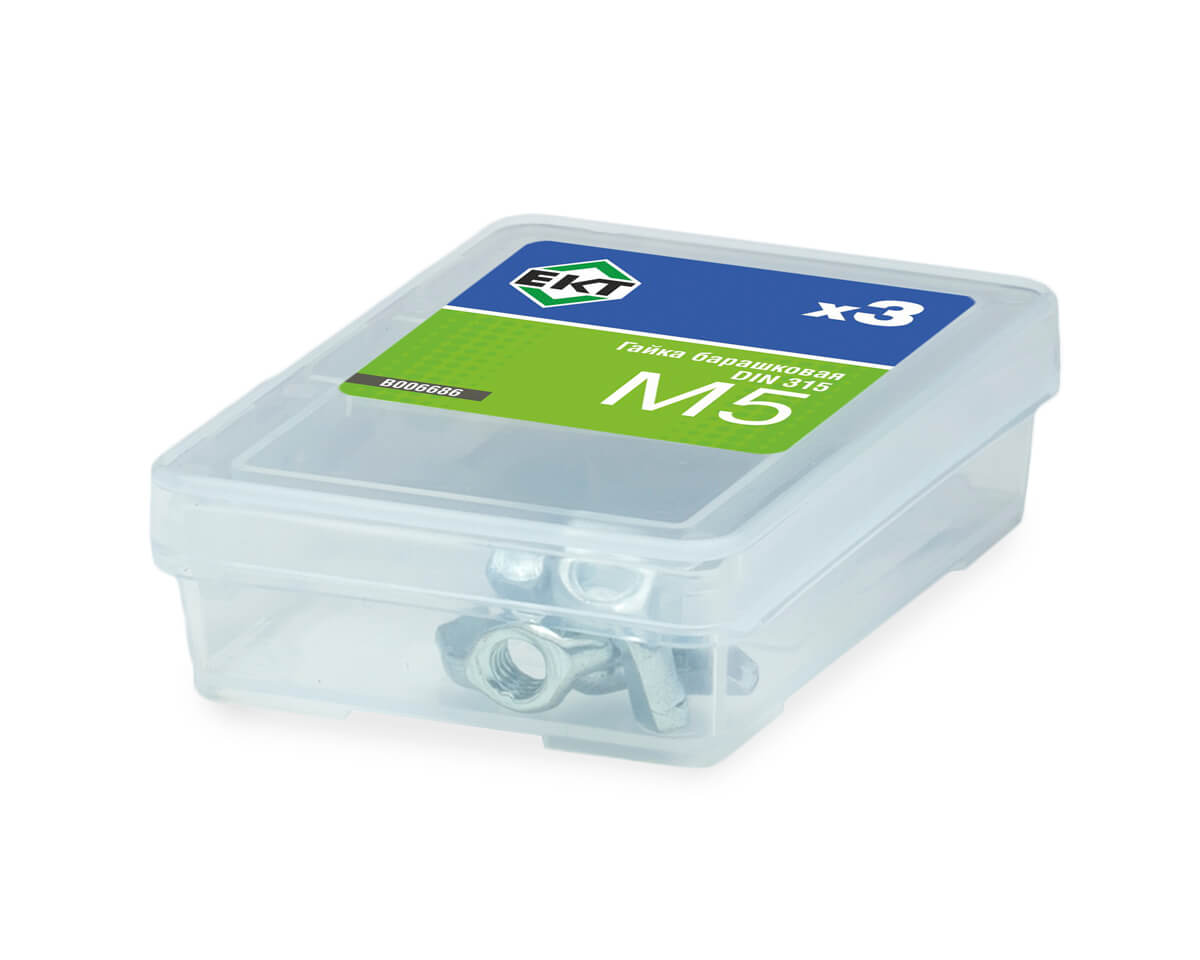 Гайка барашковая М5 DIN 315, оцинкованная (упак/3шт)