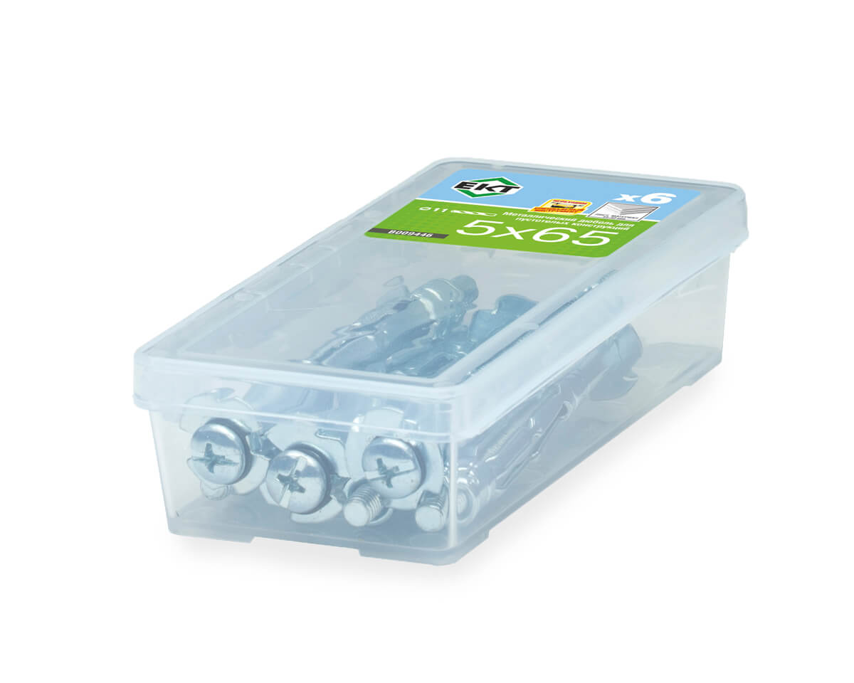 Дюбель металлический 5х65 мм, для пустотелых конструкций, ЕКТ (упак/6шт)