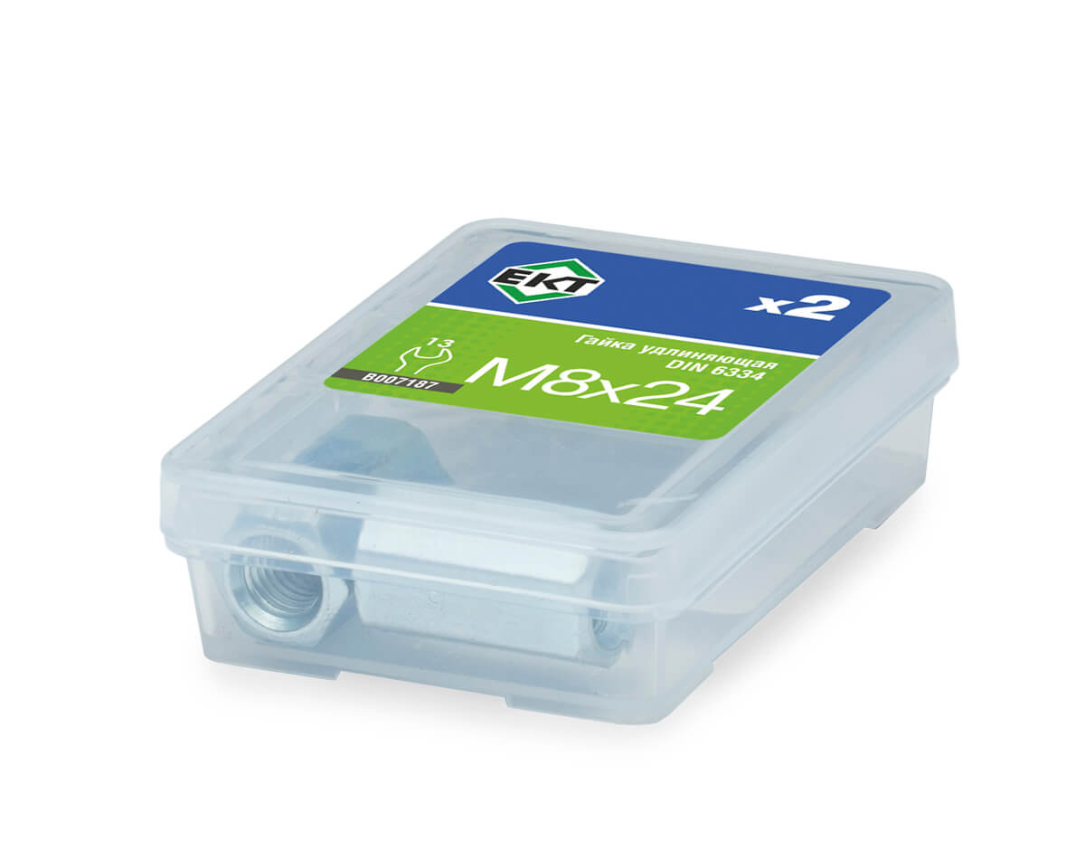 Удлиняющая гайка М 8х24 DIN 6334, класс прочности 6 (упак/2шт)