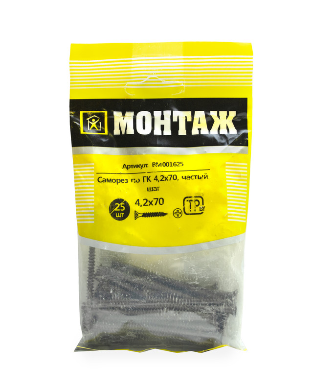 Саморез по ГК, частый шаг 4,2x70 (пакет/25шт)