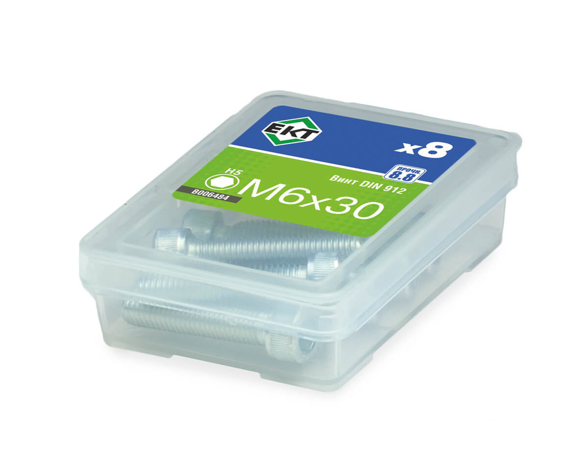 Винт 6х 30 с цилиндр. гол. и внутр. шестигр., цинк, прочн. 8.8 DIN912 (упак/8шт)
